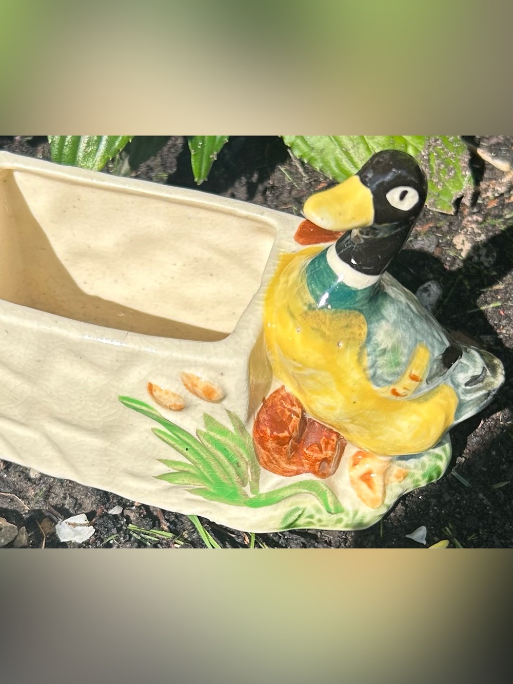 Vintage Ceramic Duck Planter Japan Style 
Cottagecore Farmhouse Decor - Picture 2 of 9